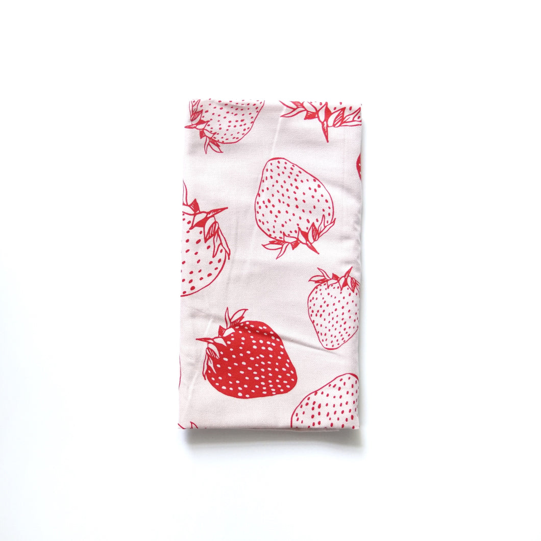 Artgoodies Organic Strawberry Block Print Tea Towel